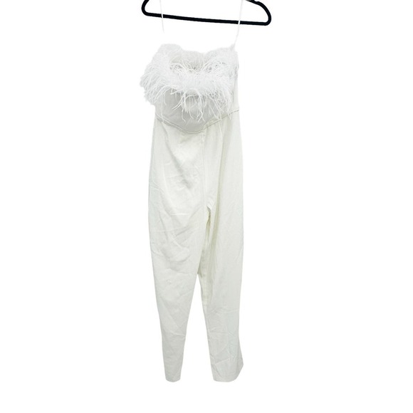 Mac Duggal Feather Trim Strapless Jumpsuit Black Size 4 NWT - Picture 7 of 12